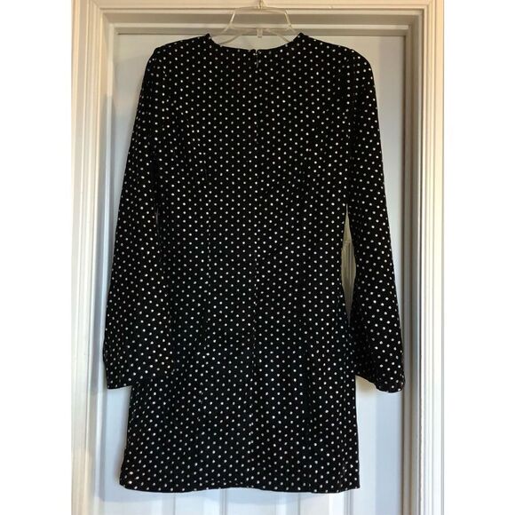 AQUA - NWT - L Sz S Metallic-Dot Velvet Long-Sleeve Mini-Dress. 100% Polyester. - Picture 9 of 13